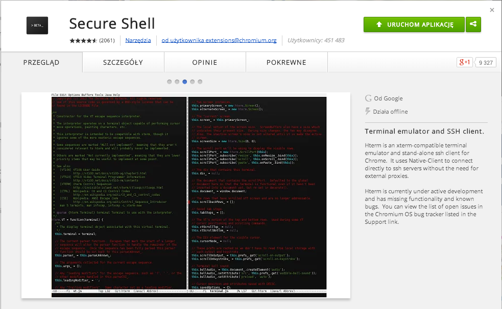 secure shell - plugin for Google Chrom